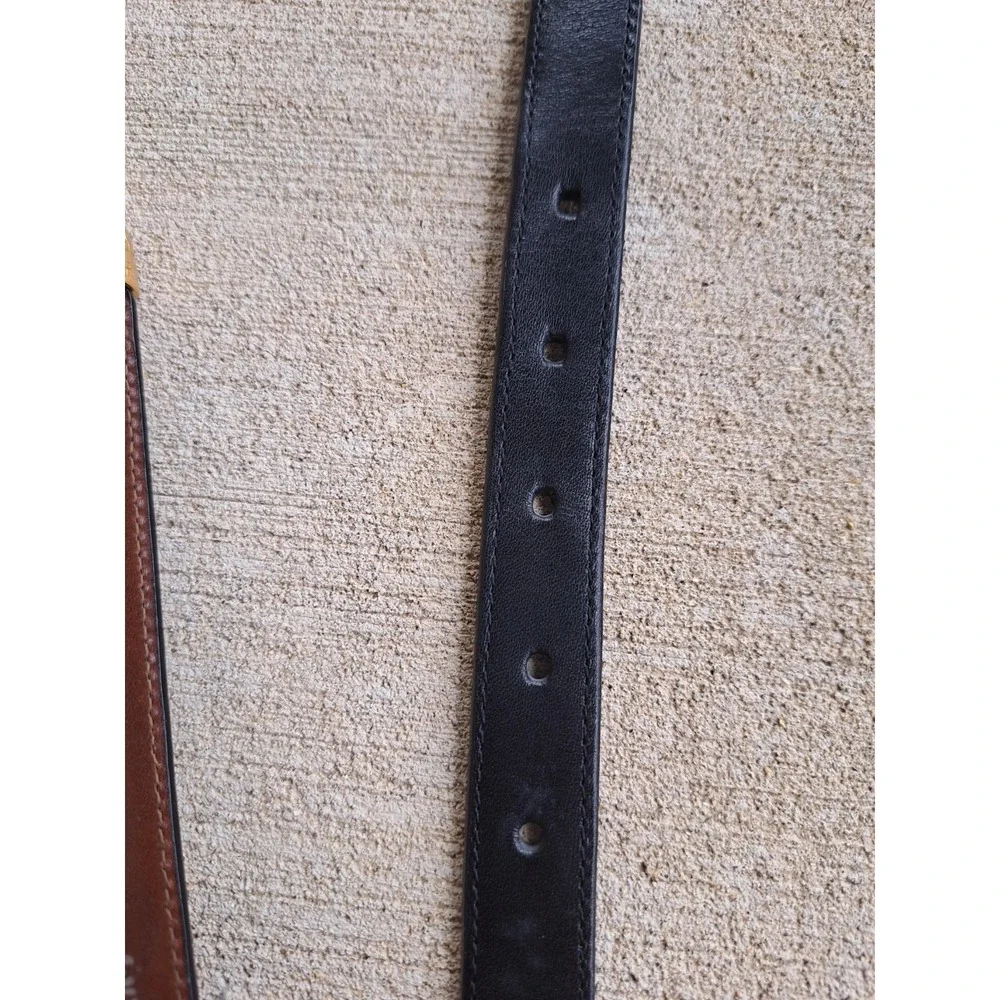 Brighton Women's Reversible Leather Black/Brown Belt Silver/Gold Tone Buckle M-L